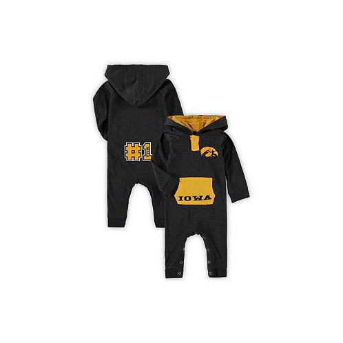 Colosseum Newborn and Infant Boys and Girls Black Iowa Hawkeyes Henry Pocketed Hoodie Romper