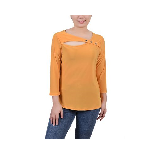 NY Collection Petite 3/4 Sleeve Cutout Top
