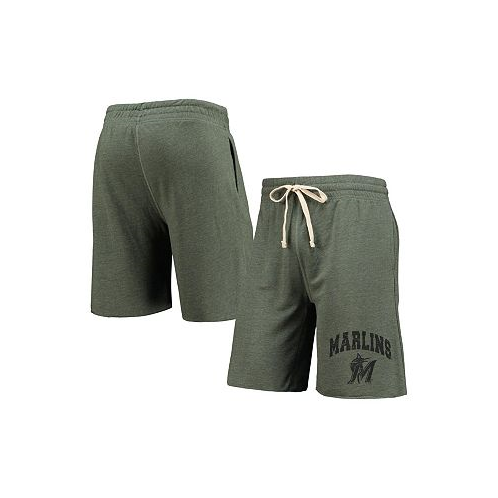 Concepts Sport Mens Green Miami Marlins Mainstream Logo Terry Tri-Blend Shorts
