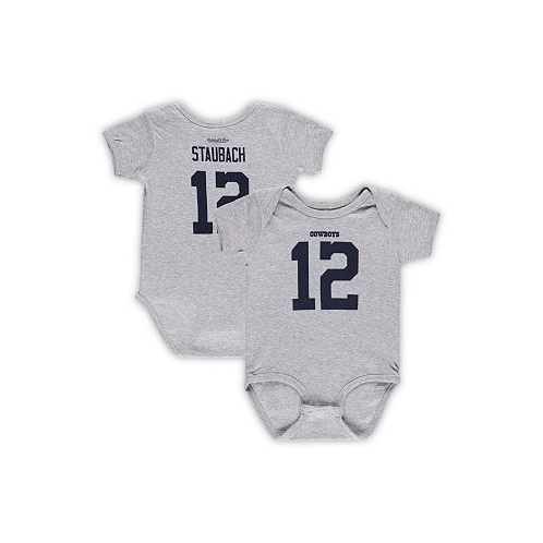 Mitchell & Ness Infant Boys and Girls Roger Staubach Heathered Gray Dallas Cowboys Mainliner Retired Player Name and Number Bodysuit