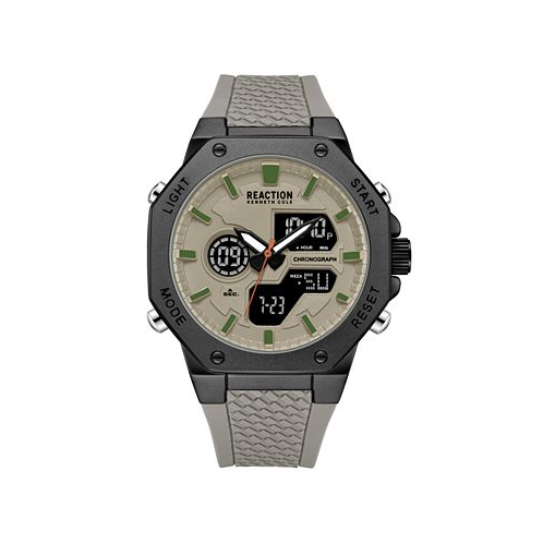 Kenneth Cole Reaction Mens Ana-digi Gray Silicon Strap Watch 46mm
