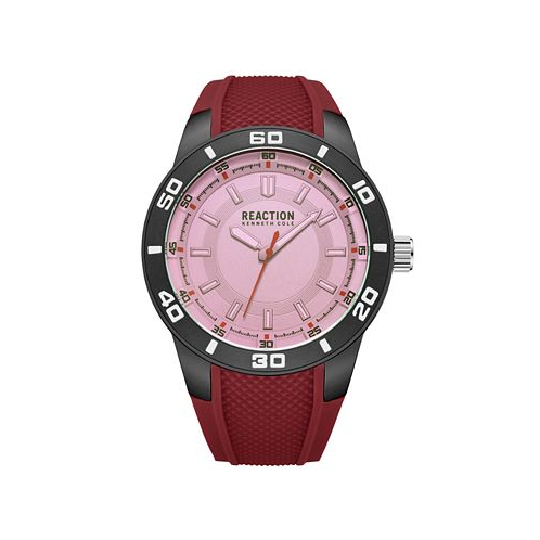 Kenneth Cole Reaction Mens Sporty Three Hand Red Silicon Strap Watch 49mm