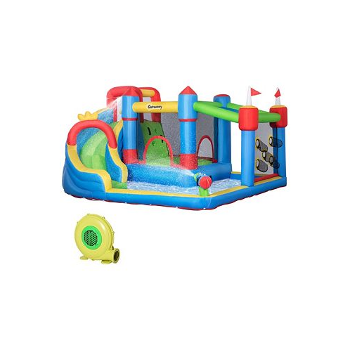 Outsunny Kids Inflatable Bounce Castle Jumping Castle & Inflator Bag Patches