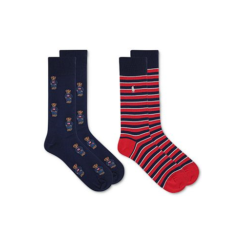 Polo Ralph Lauren Mens Tossed Denim Bear Slack Socks 2-Pack