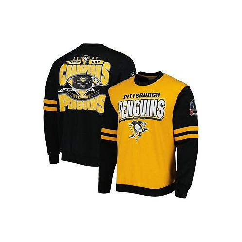 Mitchell & Ness Mens Gold Black Pittsburgh Penguins 1992 Stanley Cup Champions Pullover Sweatshirt