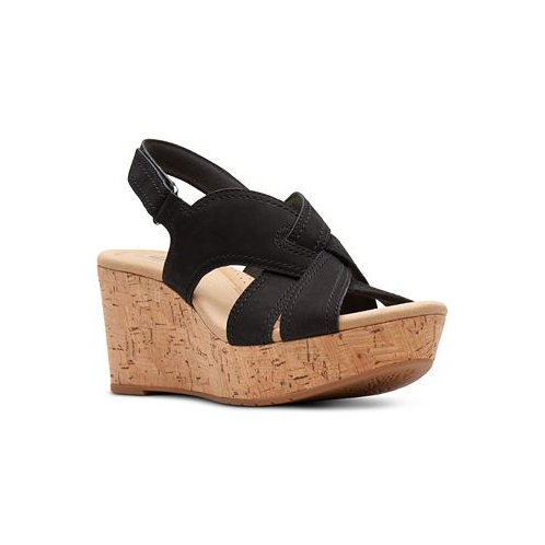 Clarks Womens Rose Erin Woven-Strap Wedge Sandals