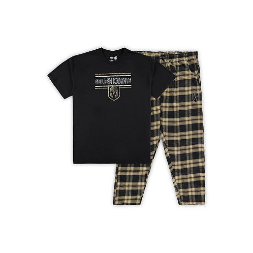 Profile Mens Black Gold Vegas Golden Knights Big and Tall T-shirt and Pajama Pants Sleep Set