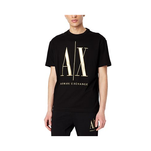 A|X Armani Exchange Mens Embroidered Metallic Icon T-Shirt