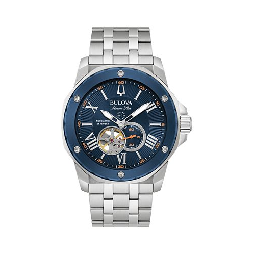 Bulova Mens Automatic Marine Star Stainless Steel Bracelet Watch 45mm