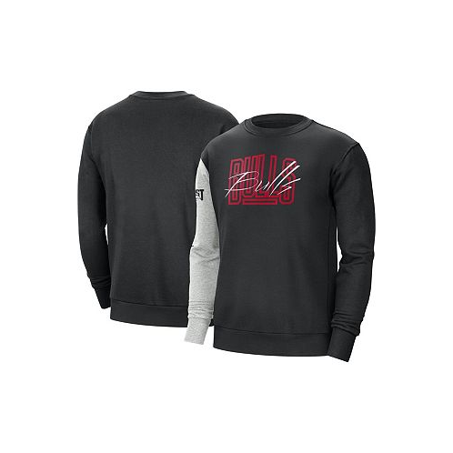 Nike Mens Black and Heather Gray Chicago Bulls Courtside Versus Force and Flight Pullover Sweatshirt