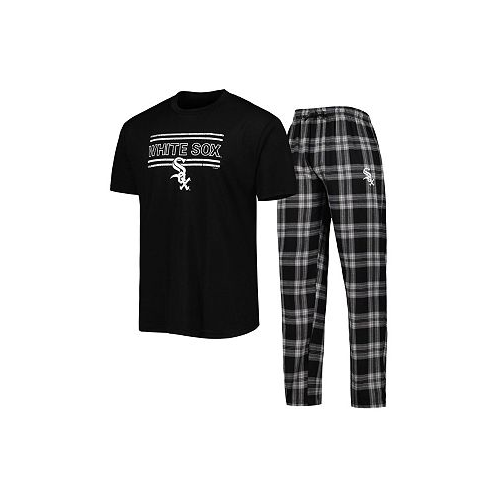 Concepts Sport Mens Black and Gray Chicago White Sox Badge T-shirt and Pants Sleep Set