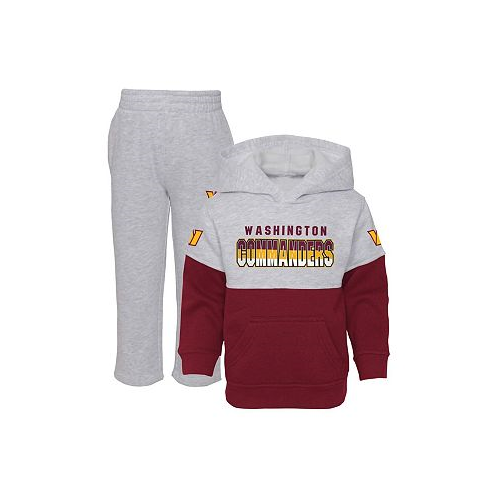 Outerstuff Toddler Boys Heather Gray Burgundy Washington Commanders Playmaker Hoodie and Pants Set