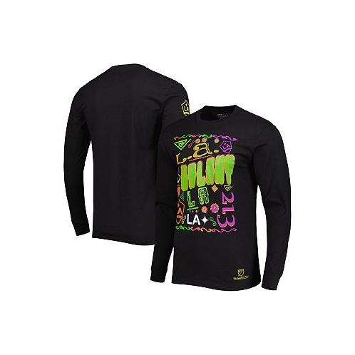 Mitchell & Ness Mens Black LA Galaxy Papel Picado Long Sleeve T-shirt