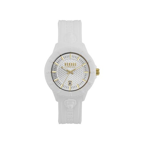 Versus Versace Mens 3 Hand Date Quartz Tokyo White Silicone Watch 43mm
