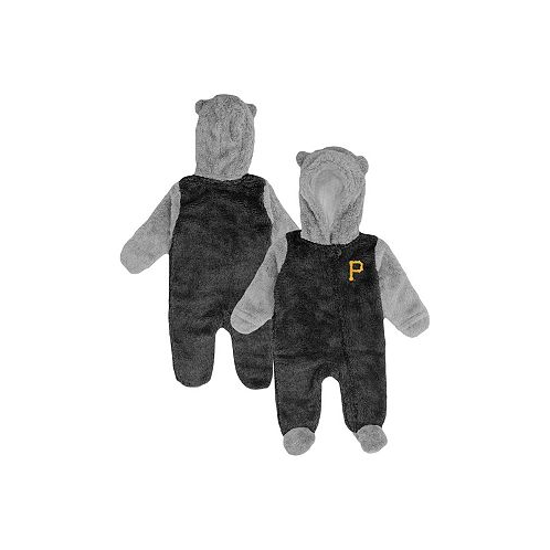 Outerstuff Newborn and Infant Boys and Girls Black and Gray Pittsburgh Pirates Game Nap Teddy Fleece Bunting Full-Zip Sleeper