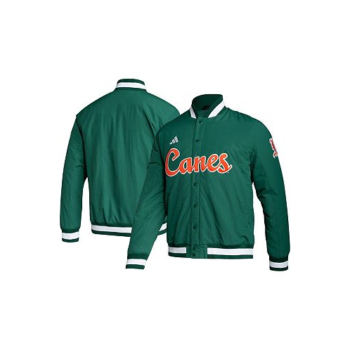 Adidas Mens Green Miami Hurricanes Baseball Coaches Full-Snap Jacket