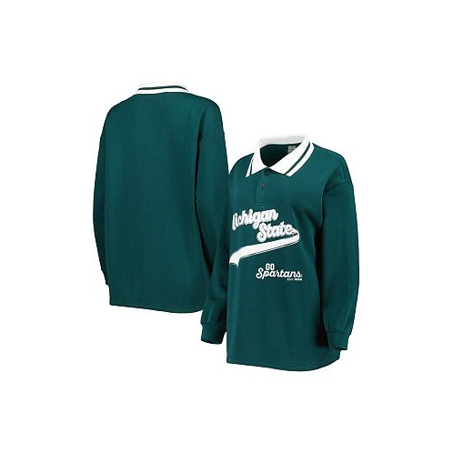 Gameday Couture Womens Green Michigan State Spartans Happy Hour Long Sleeve Polo Shirt