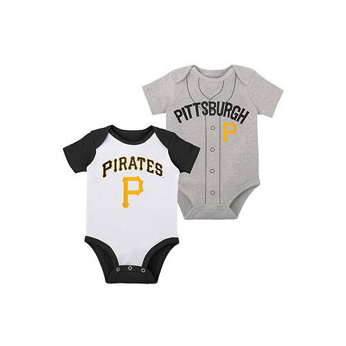 Outerstuff Newborn and Infant Boys and Girls White Heather Gray Pittsburgh Pirates Little Slugger Two-Pack Bodysuit Set