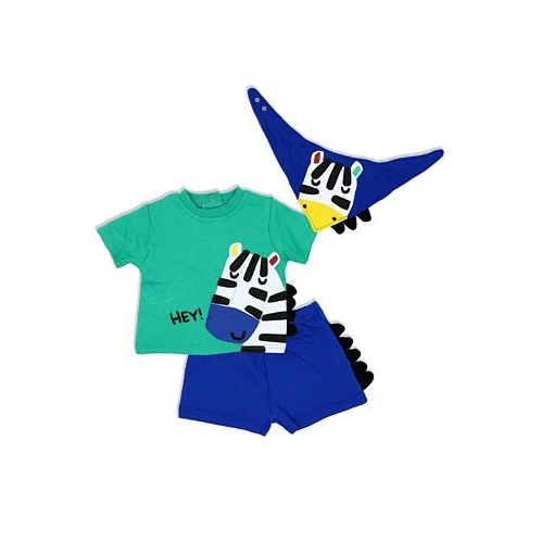 Lily & Jack Baby Boys Zebra T Shirt Shorts and Bib 3 Piece Set
