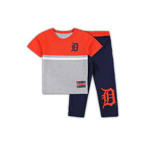 Outerstuff Toddler Boys and Girls Navy Orange Detroit Tigers Batters Box T-shirt and Pants Set