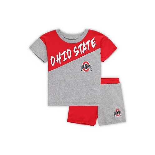 Outerstuff Toddler Boys and Girls Heather Gray Ohio State Buckeyes Super Star T-shirt and Shorts Set