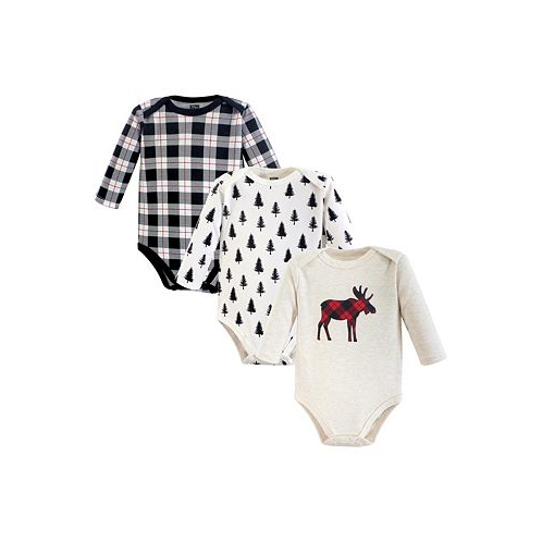 Hudson Baby Baby Boys Cotton Long-Sleeve Bodysuits 3pk Moose Bear