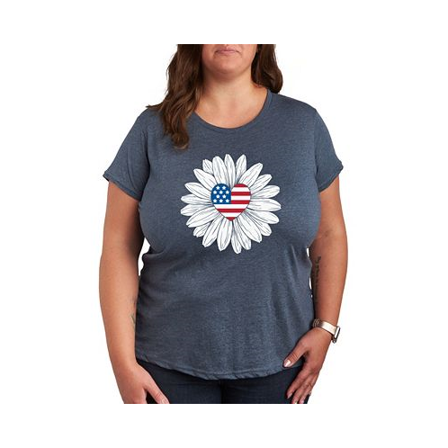 Hybrid Apparel Air Waves Trendy Plus Size Flower Flag Graphic T-shirt