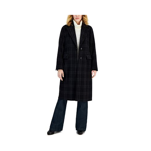 Michael Kors Womens Single-Breasted Wool Blend Coat