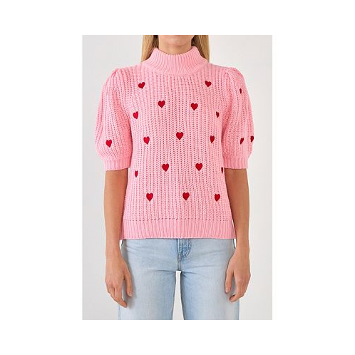 English Factory Womens Heart Shape Embroidery Sweater