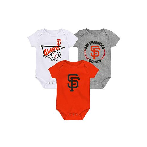 Outerstuff Infant Boys and Girls Orange White Heather Gray San Francisco Giants Biggest Little Fan 3-Pack Bodysuit Set