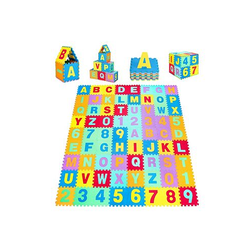 Costway Kids Foam Interlocking Puzzle Play Mat w/Alphabet & Numbers 72-Piece Set