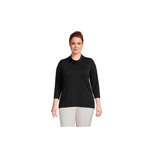 Lands End Plus Size 3/4 Sleeve Light Weight Jersey Cowl Neck Top