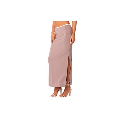 Edikted Womens Maxi Skirt With Slit & Contrast Binding At The Waist