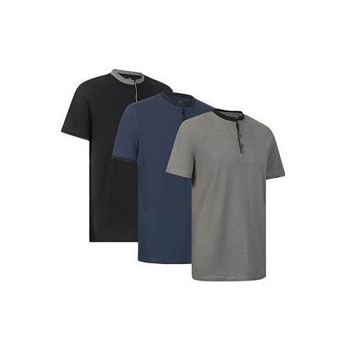 Mio Marino Mens Short Sleeve Henley T-Shirt-3 Pack