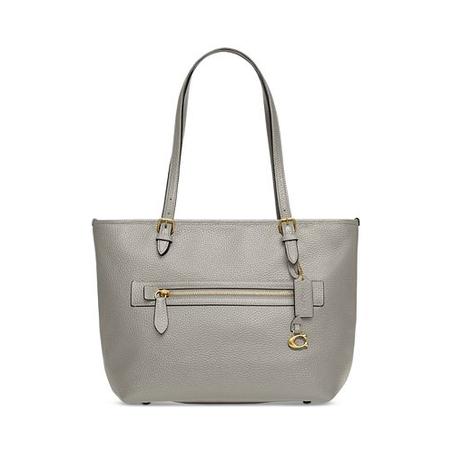 COACH Polished Pebble Leather Taylor Tote with C Dangle Charm