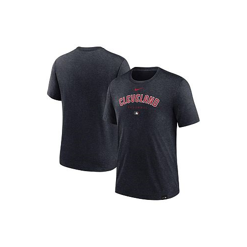 Nike Mens Heather Navy Cleveland Guardians Authentic Collection Early Work Tri-Blend Performance T-shirt