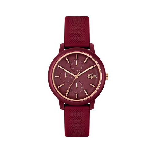 Lacoste Womens L.12.12 Multi Burgundy Silicone Strap Watch 38mm