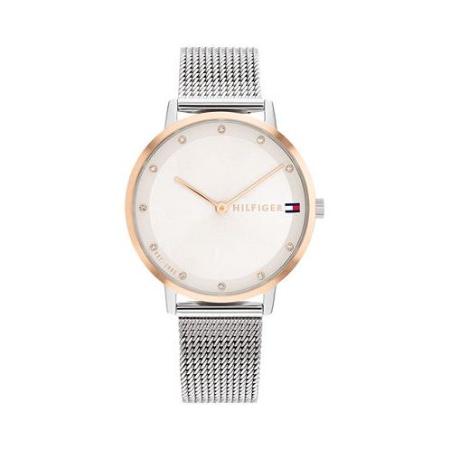 Tommy Hilfiger Womens Two Hand Silver-Tone Stainless Steel Watch 34mm