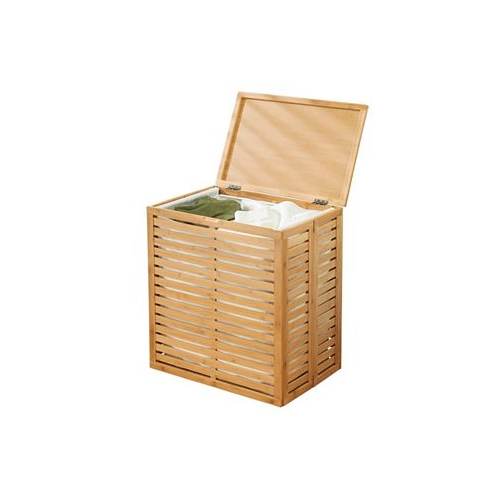 MDesign Bamboo Single Hamper Basket with Removable Liner