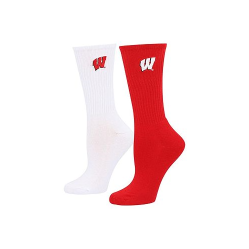 ZooZatz Womens Red White Wisconsin Badgers 2-Pack Quarter-Length Socks