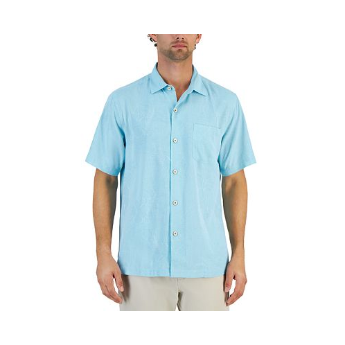 Tommy Bahama Mens Lush Palms Jacquard Tonal Hibiscus Motif Silk Shirt