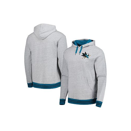 Mitchell & Ness Mens Heather Gray San Jose Sharks Classic French Terry Pullover Hoodie