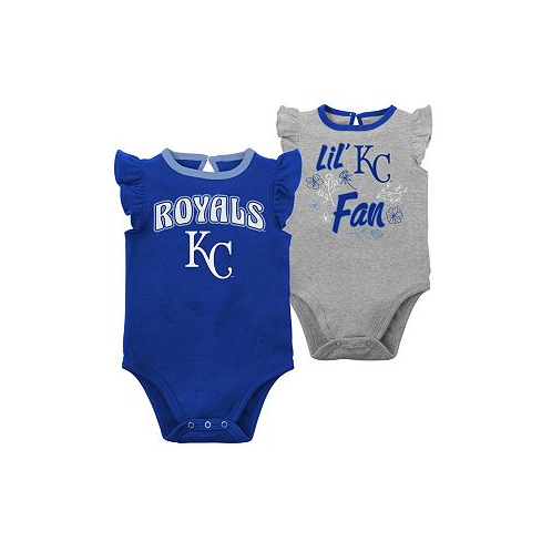 Outerstuff Infant Boys and Girls Royal Heather Gray Kansas City Royals Little Fan Two-Pack Bodysuit Set