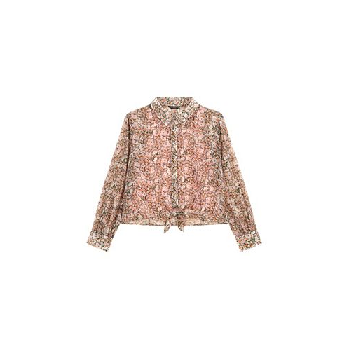 GUESS Big Girls Chiffon Fully Lined All Over Print Button Up Top