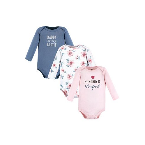 Hudson Baby Baby Girls Cotton Long-Sleeve Bodysuits Perfect Mommy 3-Pack