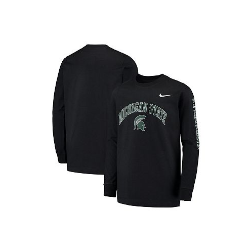 Nike Big Boys Black Michigan State Spartans Arch and Logo 2-Hit Long Sleeve T-shirt