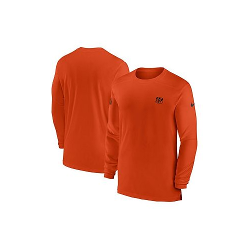 Nike Mens Orange Cincinnati Bengals Sideline Coach Performance Long Sleeve T-shirt