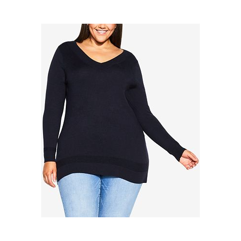 AVENUE Plus Size Ribbed Trim Sweater