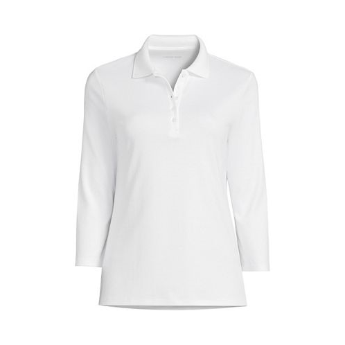 Lands End Plus Size Supima Cotton 3/4 Sleeve Polo Shirt