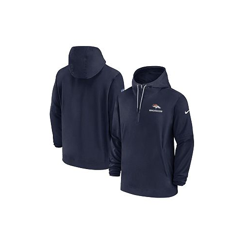 Nike Mens Navy Denver Broncos Sideline Quarter-Zip Hoodie